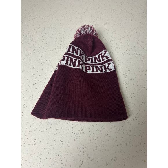 PINK VICTORIA'S SECRET Burgundy Pom Pom Beanie - Picture 7 of 8